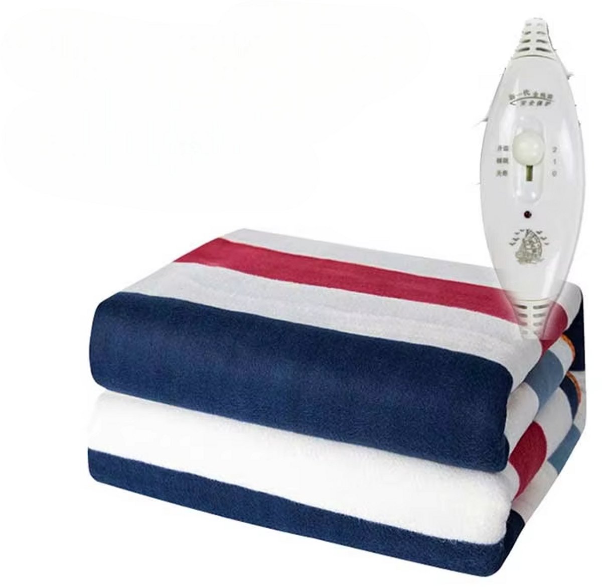 rimmo Elektrische Deken 220V – Verwarmingsdeken met Smart Control, Elektrische Warmtedeken, Verwarmde Deken voor de Winter en Verwarmingsmat - Blauw en wit en rood - 150x180cm