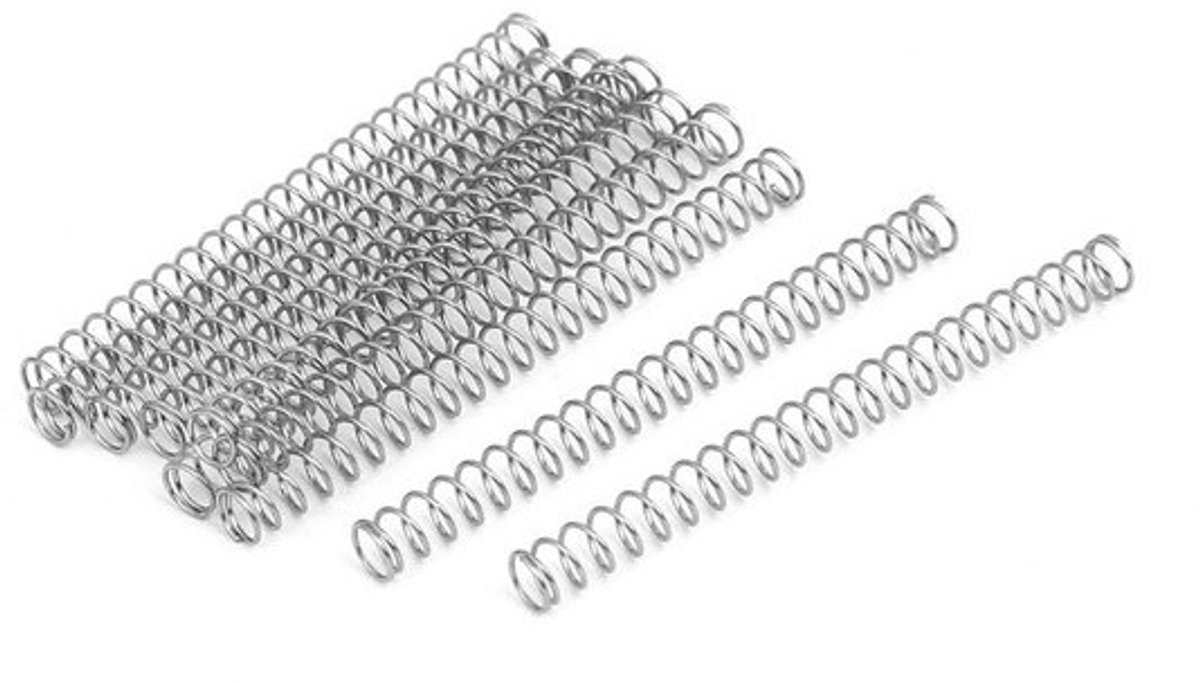Set drukveren - Reserveveren - spiraalveren - voor lichte industrie - 304 roestvrij staal - 0.4 x 4 x 45 mm - zilvertint