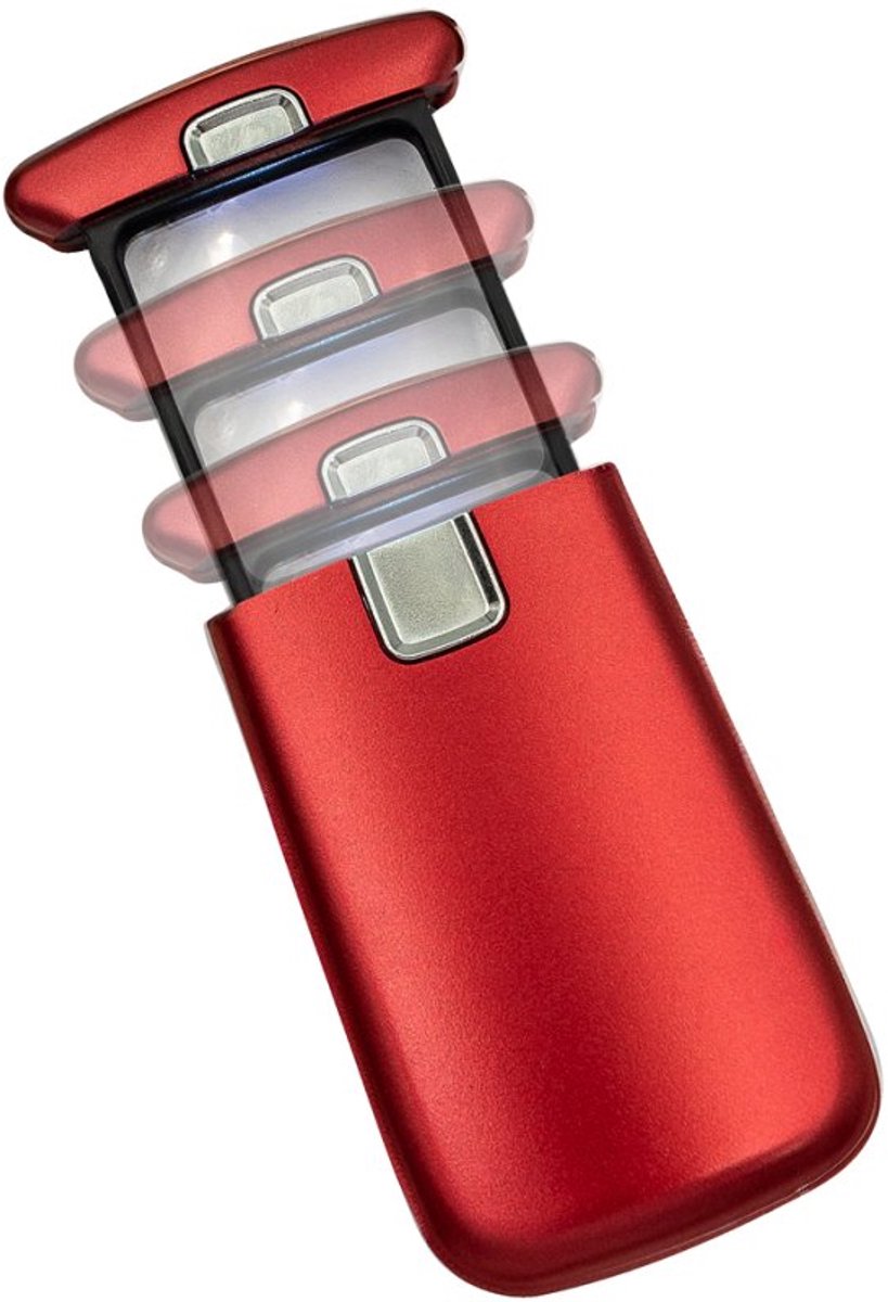 WEDO Lucina loep met LED-verlichting, rood, 3× vergroting