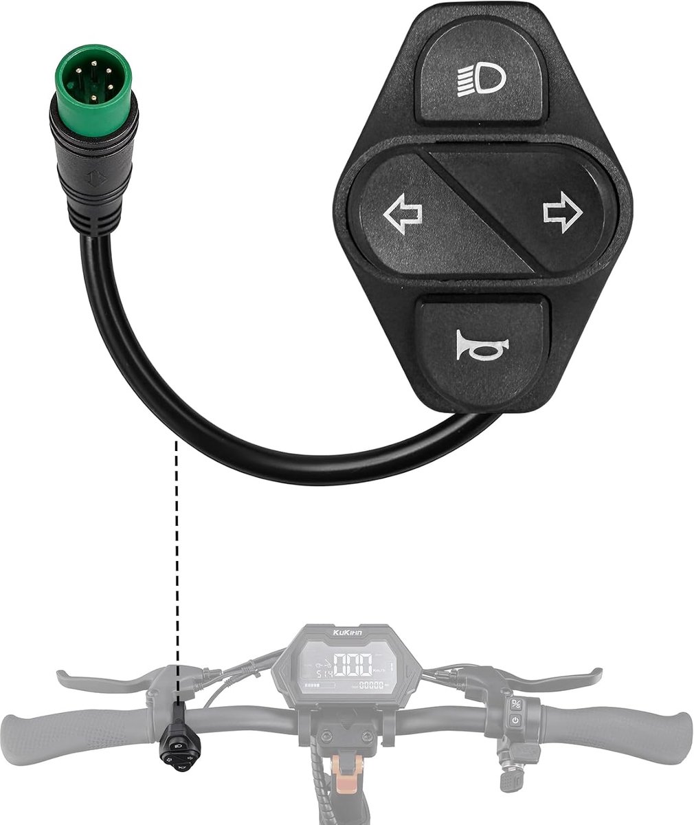 Combinatieschakelaar, 3-in-1, 5-polig, compatibel met Kukirin G2 Master kickscooter, knipperlichtschakelaar - ShopVlot