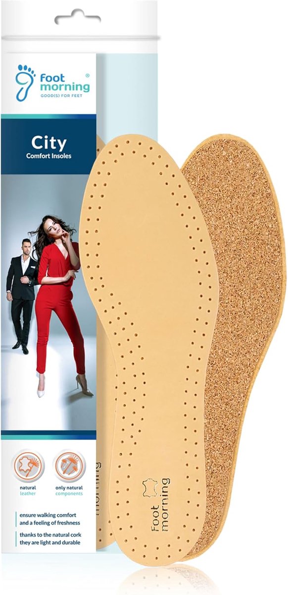 City Shoe and Boot Insoles (1 Pair), Premium Sophisticated Tanned Sheepskin Leather Inserts, Breathable Cork Base for - ShopVlot