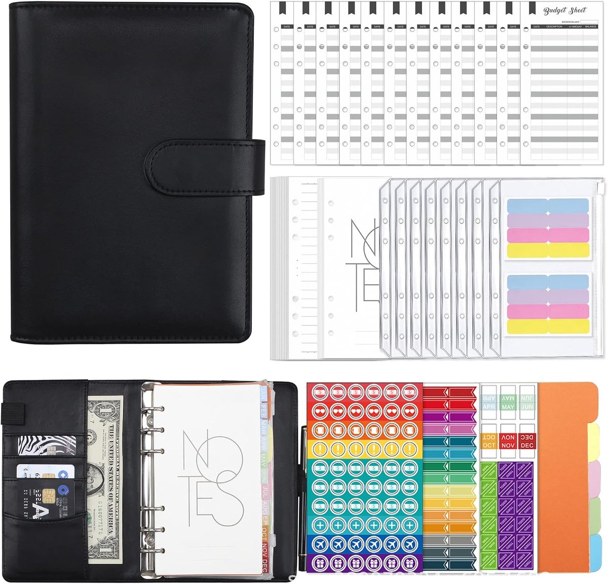 Budgetplanner A6 - PU leer - 6 gaten - Beheer je financiën - ShopVlot