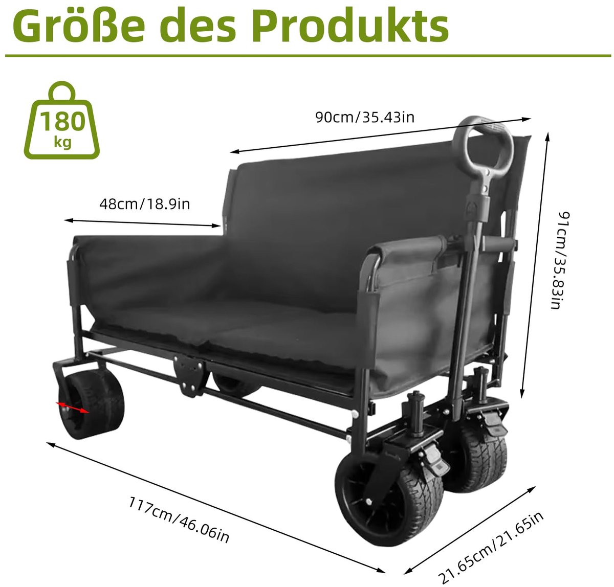 Festival Trolley Opvouwbare - Heavy Duty Utility Wagon - Extra brede wielen - Ideaal voor camping - ShopVlot