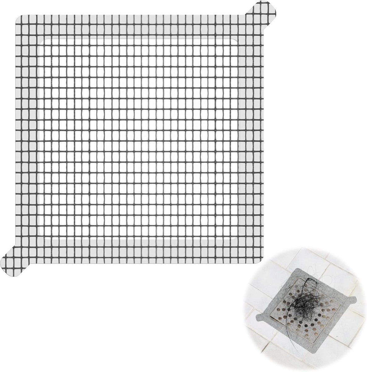 30pcs Drain Hair Catchers Disposable Shower Drain Mesh Stickers 6 in Square Floor Drain Stickers Filter Sink Strainer - ShopVlot