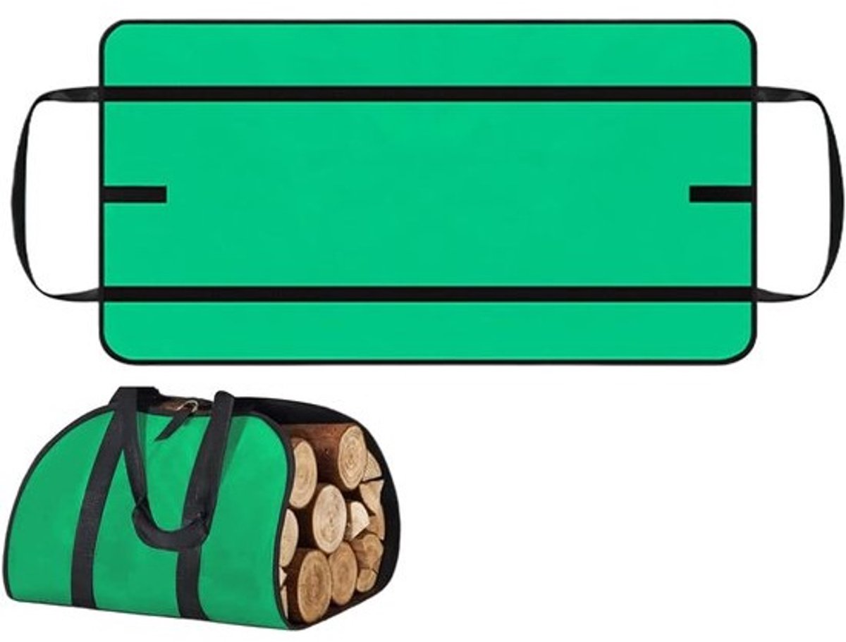 Houten draagframe - Draagtas voor brandhout - Voor het vullen van de open haard - Waterdicht ontwerp - 100 x 50 cm - Groen