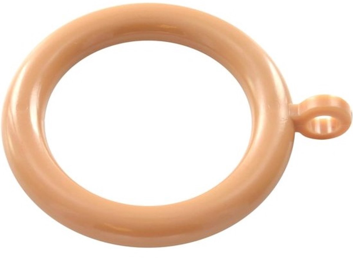 Set gordijnringen - Paalhangers - Voor het ophangen van raambekleding - Ontwerp met vast oog - 37 mm binnendiameter - Lichtbruin