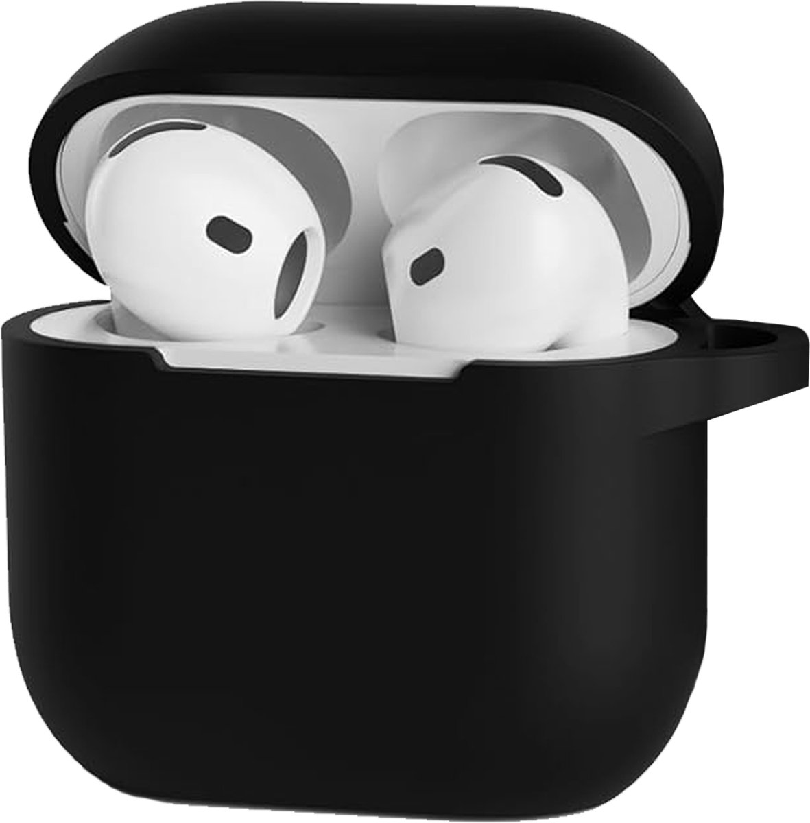 Hoesje - Geschikt voor Apple AirPods 5 - Siliconen Hoes met Clip - Silicone Case Cover - Zwart