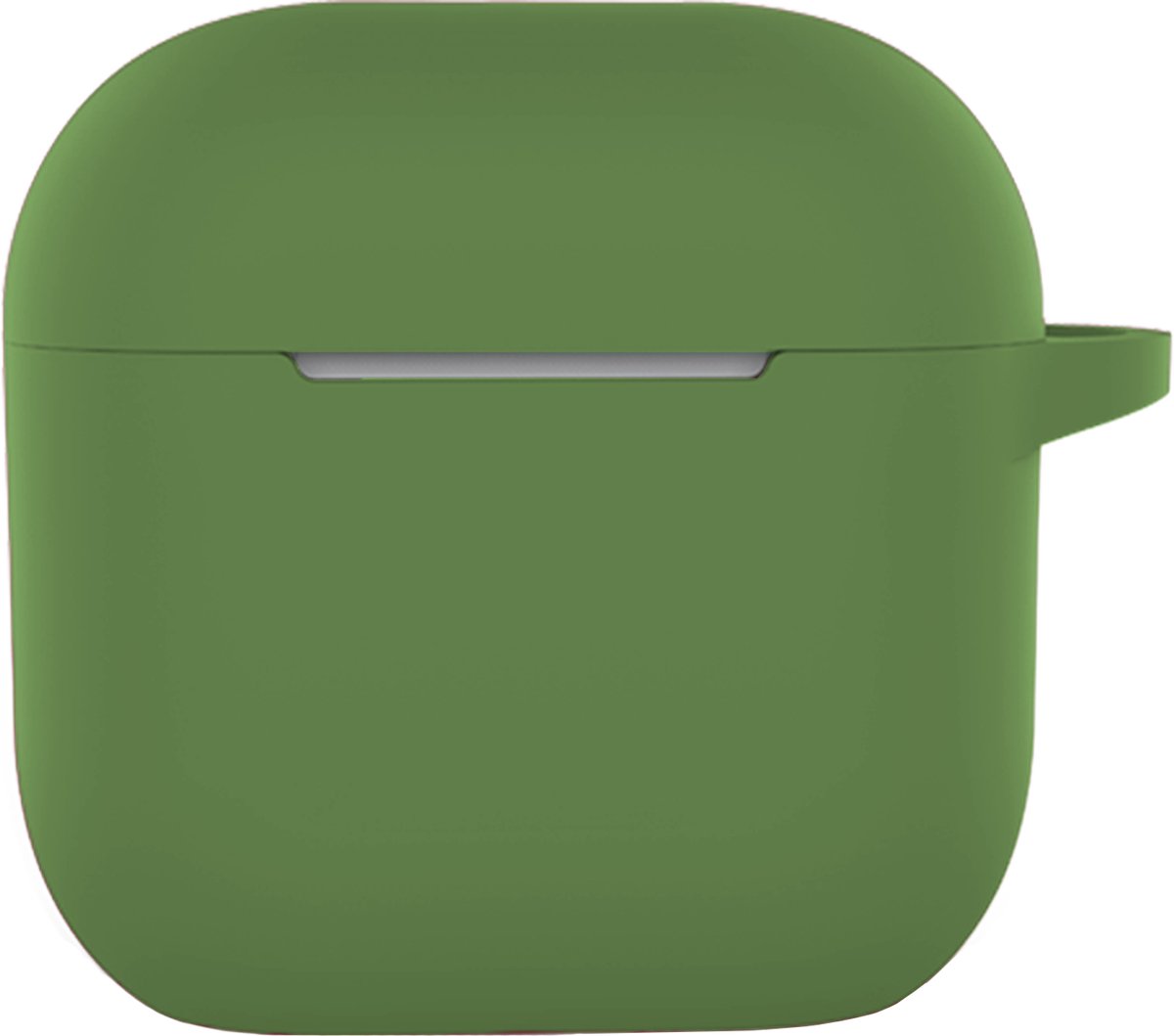 Hoesje - Geschikt voor Apple AirPods 5 - met Clip - Siliconen Hoes - Silicone Case Cover - Donkergroen
