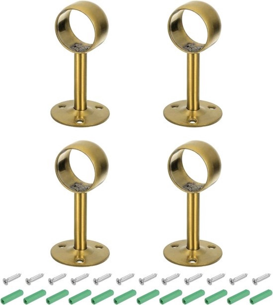 set gordijnroedehouders - plafondsteunen - voor het ophangen van kasten - roestvrij staal - 126 inch - goud