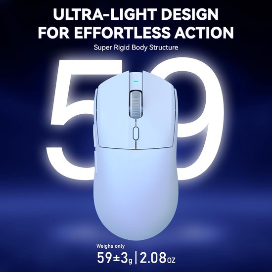 Superlichte 4K Draadloze Gaming Muis met PAW3395 Sensor, 26000 DPI en 700 Uur Batterijduur voor PC/MAC - Wit — afbeelding 5