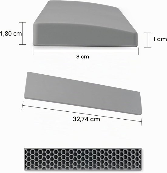 Zachte en gladde siliconen polssteun voor 75% compact toetsenbord, 12.9 inch, antislip basis, ergonomisch ontwerp en comfortabele ondersteuning — afbeelding 2