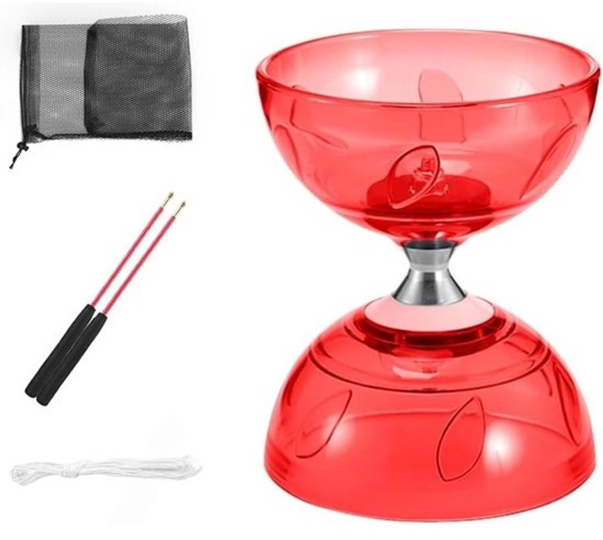 Professionele led-diabolo met kogellagers - Triple opbergset - 10 m vervangkabel, ideaal voor beginners en gevorderden, inclusief netzak en stok