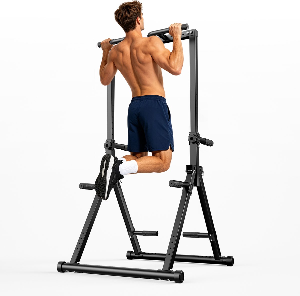 PULSE360 Pull up Station - Power Tower - Pull up rack- Pull-up bar 195-231cm - Dip station-Verstelbare hoogte Krachtstation Thuisfitness - Max 220kg - Zwart