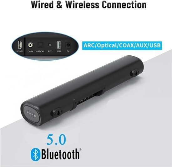Soundbarluidspreker - Voor homecinema - Films kijken - Krachtig 50W-geluid - Compact ontwerp - Zwart — afbeelding 2
