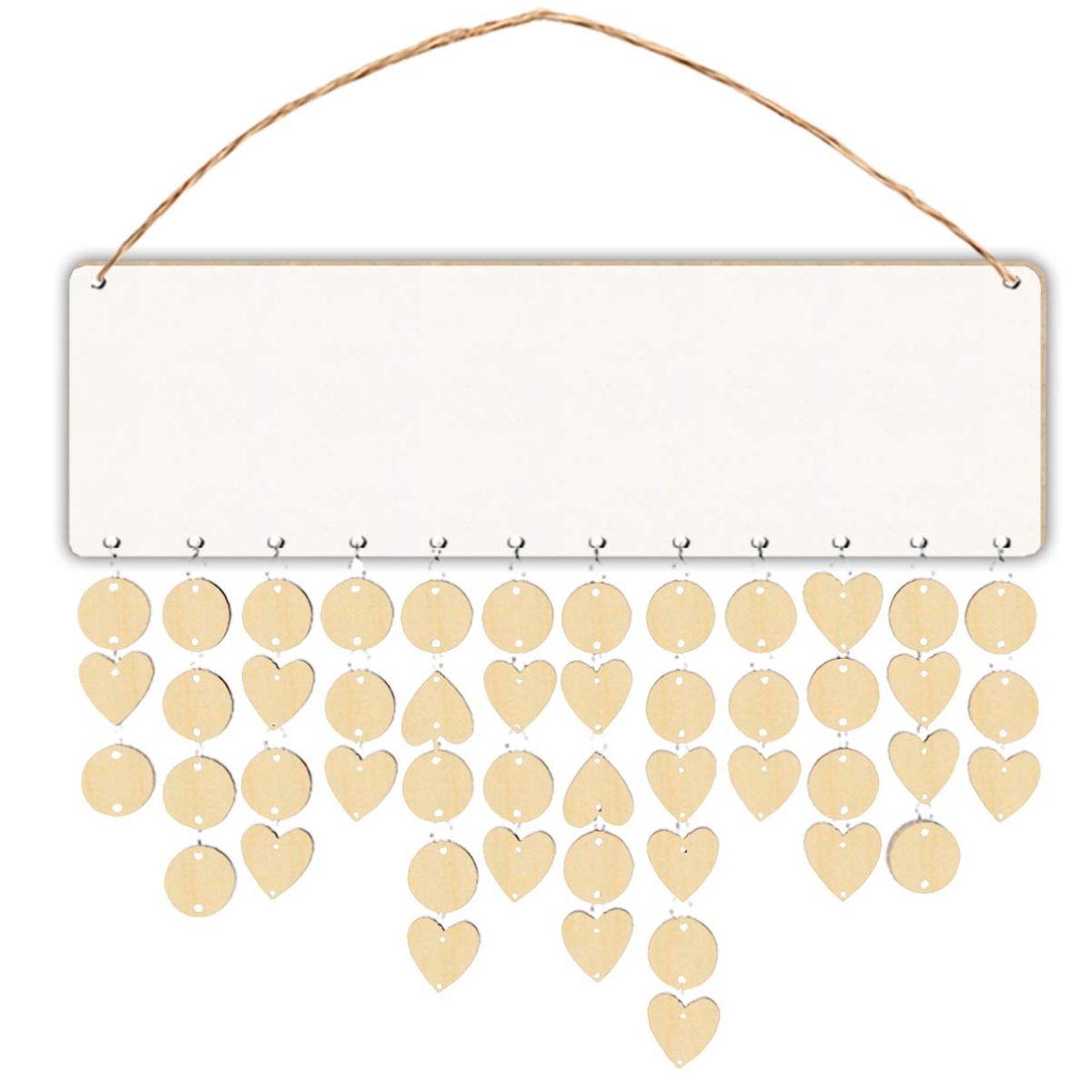 SnelShoppen - Houten Verjaardagskalender Lege Hangende Kalender voor Doe-Het-Zelf Handwerk, Creatief, Decoratief, 30x20 cm, Geschikt voor Feesten en V