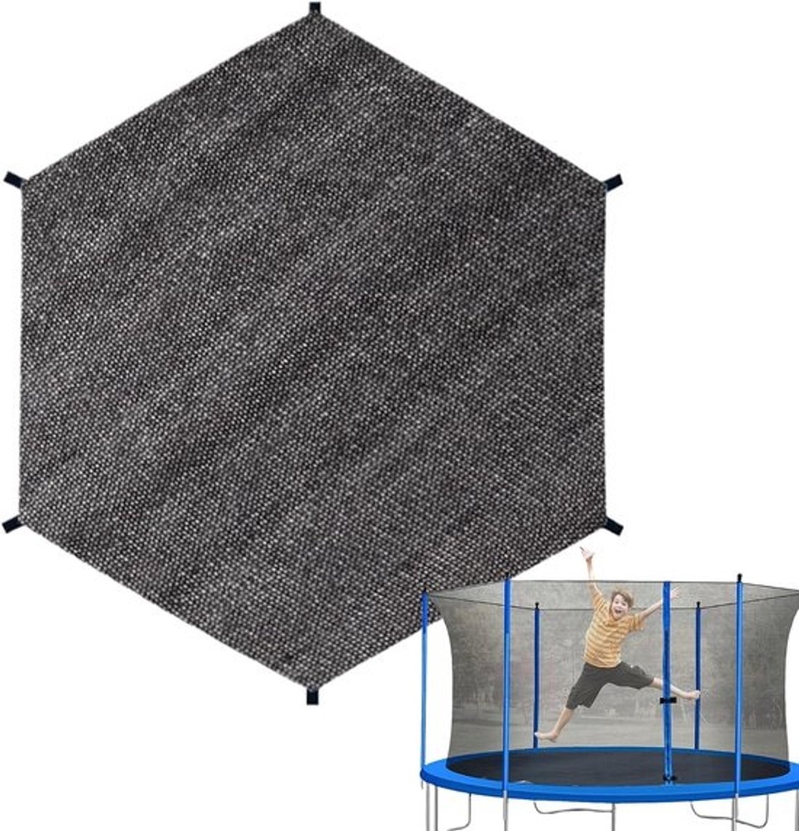 Trampolineafdekking - Zonneschermnet - Bescherming tegen de zon - Opvouwbaar ontwerp - Voor 6 tot 14 FT