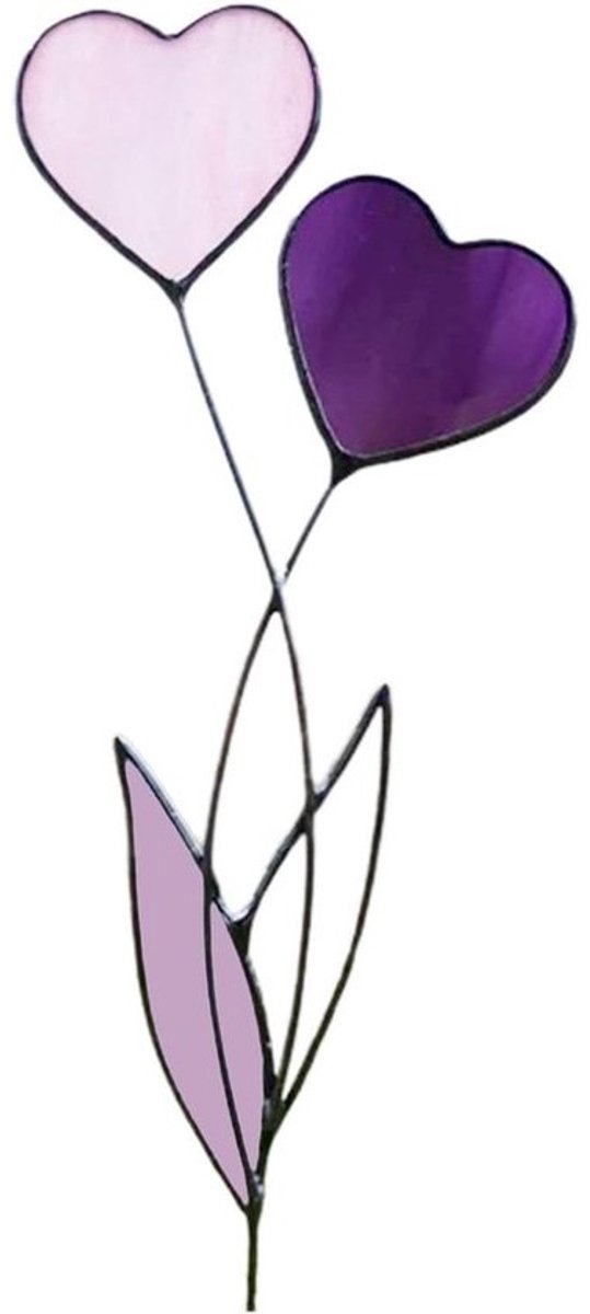 hartplantensteker - bloementuindecoratie - tuin versieren - handgemaakt - decoratief - 20 x 8 cm - paars - roze