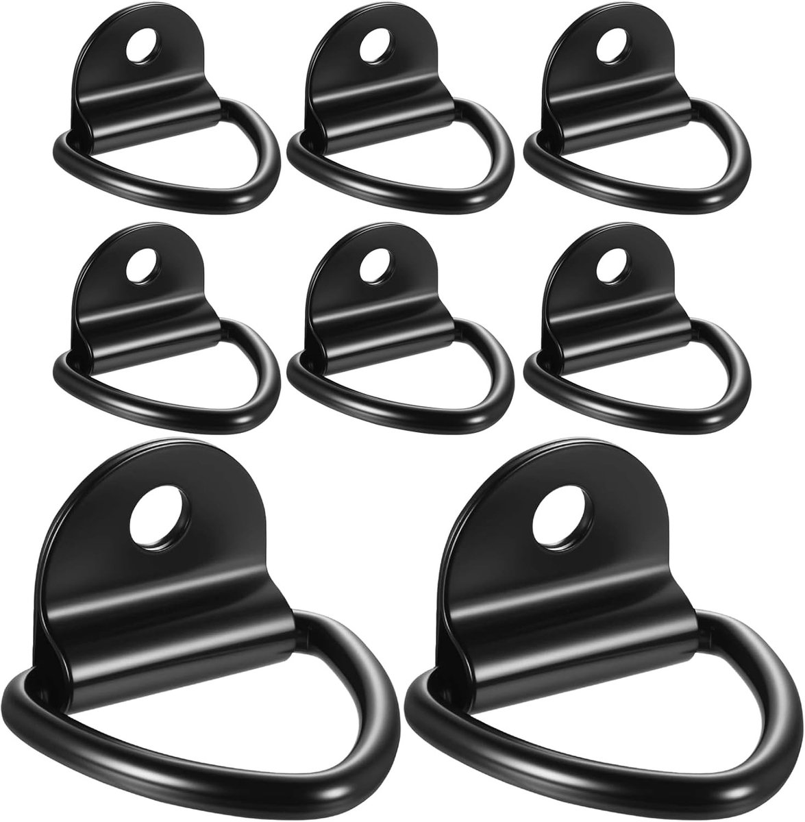 8 stuks D-ring spanringen voor aanhangwagenaccessoires, zwart, stevig en duurzaam, ideaal voor vrachtbeveiliging