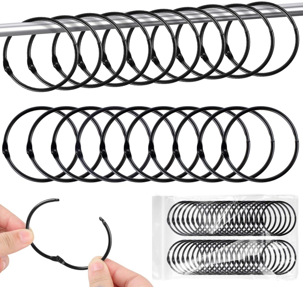 Gordijnringen 50 mm - Metalen gordijnringen - Openbaar - Geschikt voor slaapkamer en badkamer - ShopVlot