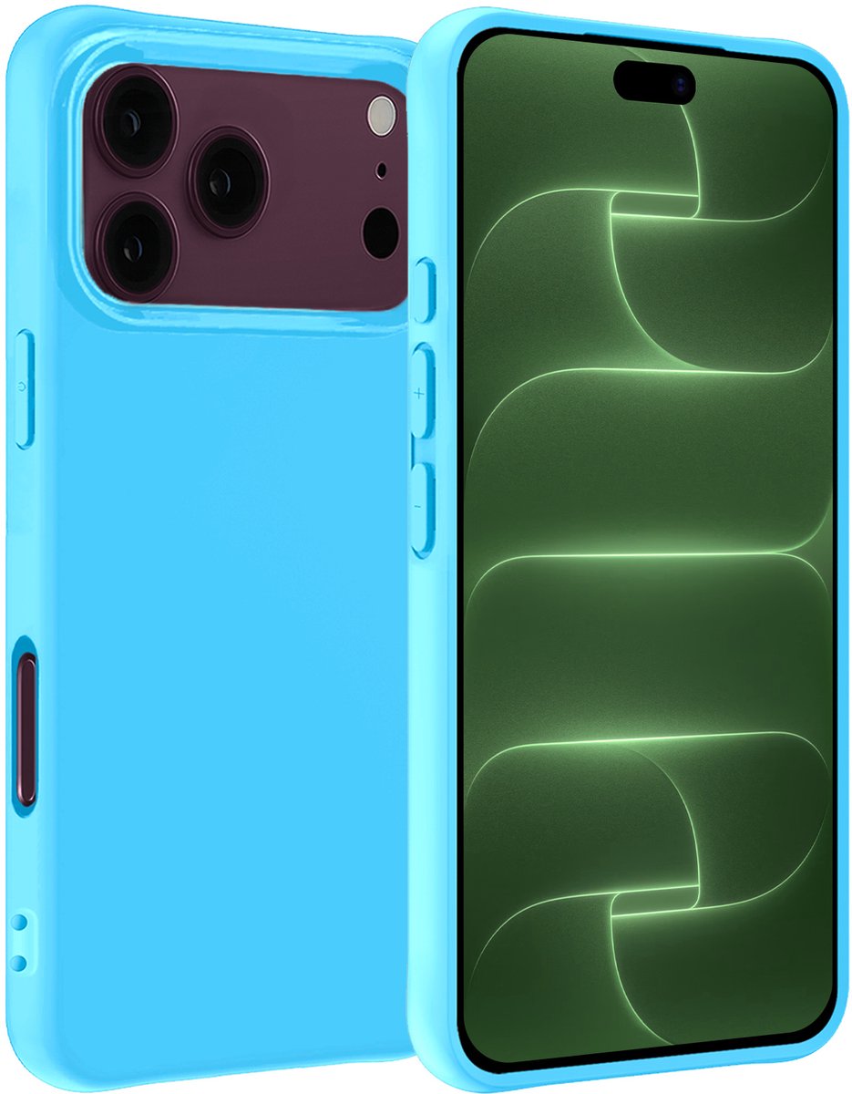 Hoesje Geschikt voor Apple iPhone 18 Pro - Sterk & Shockproof - Hoes Cover - Siliconen Case - Lichtblauw