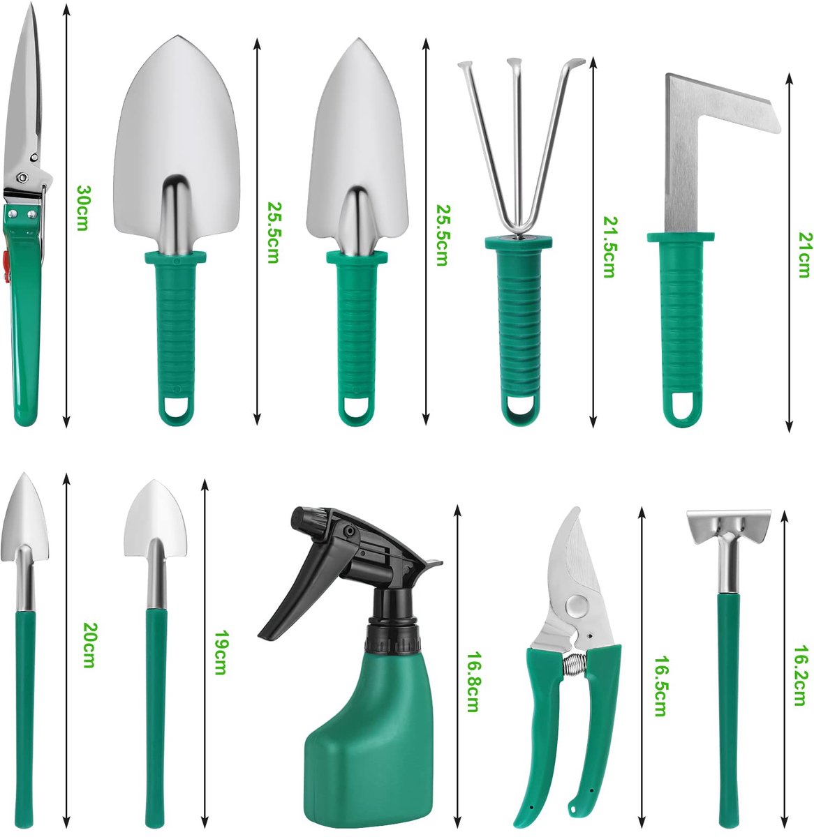 eROOSI 10 stuks tuingereedschapssets, 10 stuks roestvrij stalen tuingereedschap met koffers, cadeaus voor - ShopVlot