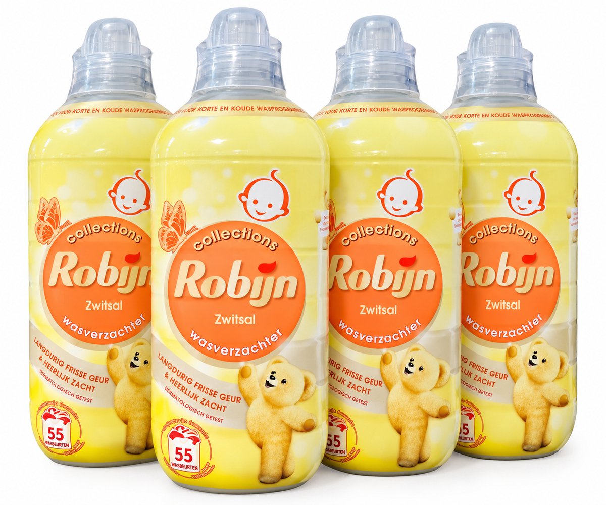 Robijn - Wasverzachter - Zwitsal - 4X1,1L - 220 wasbeurten
