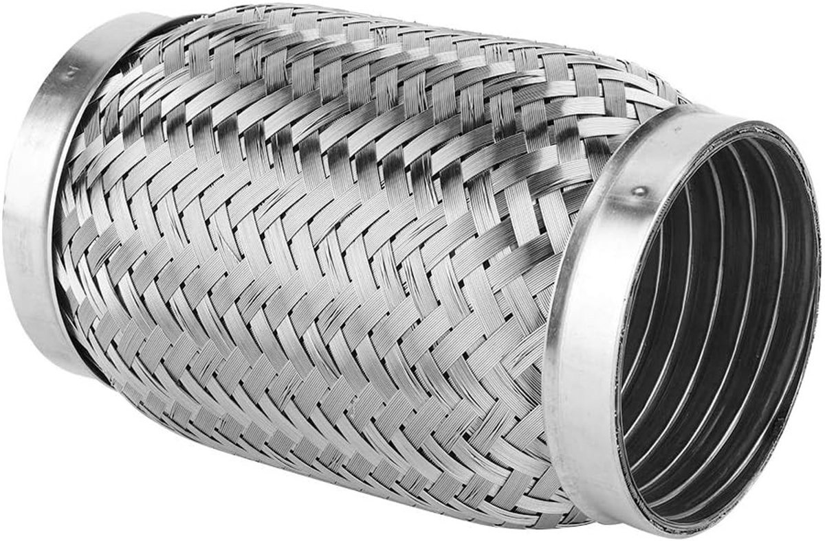 Universele Uitlaatpijp voor Auto en Motor, 76mm x 150mm, Flexibele RVS Pijp met Geprofileerde Binnenkant voor Verbeterde Prestaties
