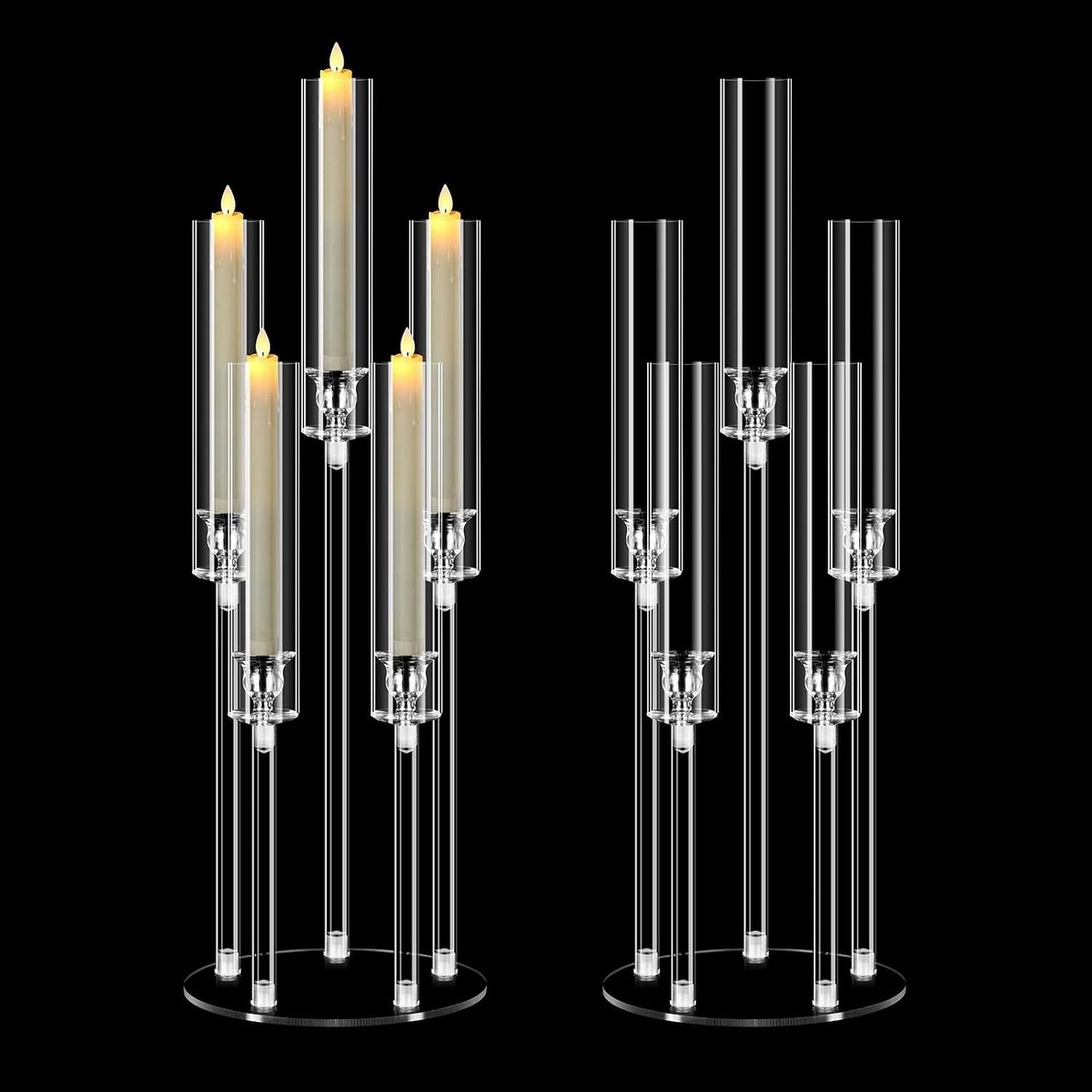 Elegante 2-delige Kaarsenstandaard Set van 68 cm - Vijfarmige Kandelaar voor Haard, Tafelcentrepiece en Feestdecoratie voor Halloween en Kerst