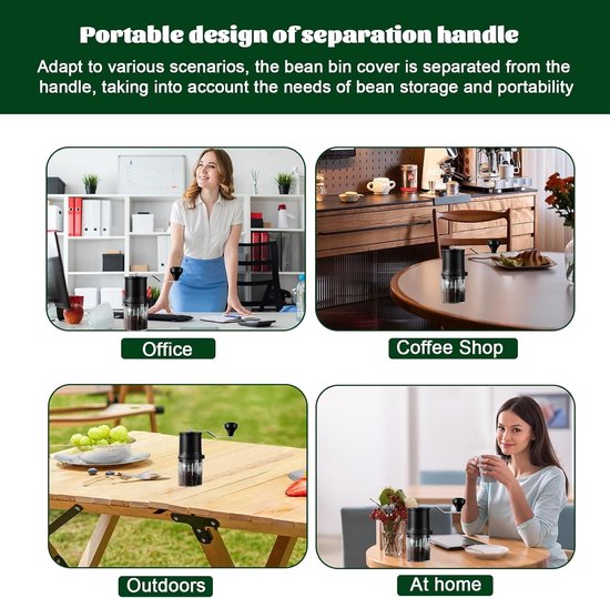Handmatige Koffiemolen met Reinigingsborstel, Draagbaar Ontwerp met Vouwhandvat voor Cappuccino, Espresso en Reisgebruik — afbeelding 4