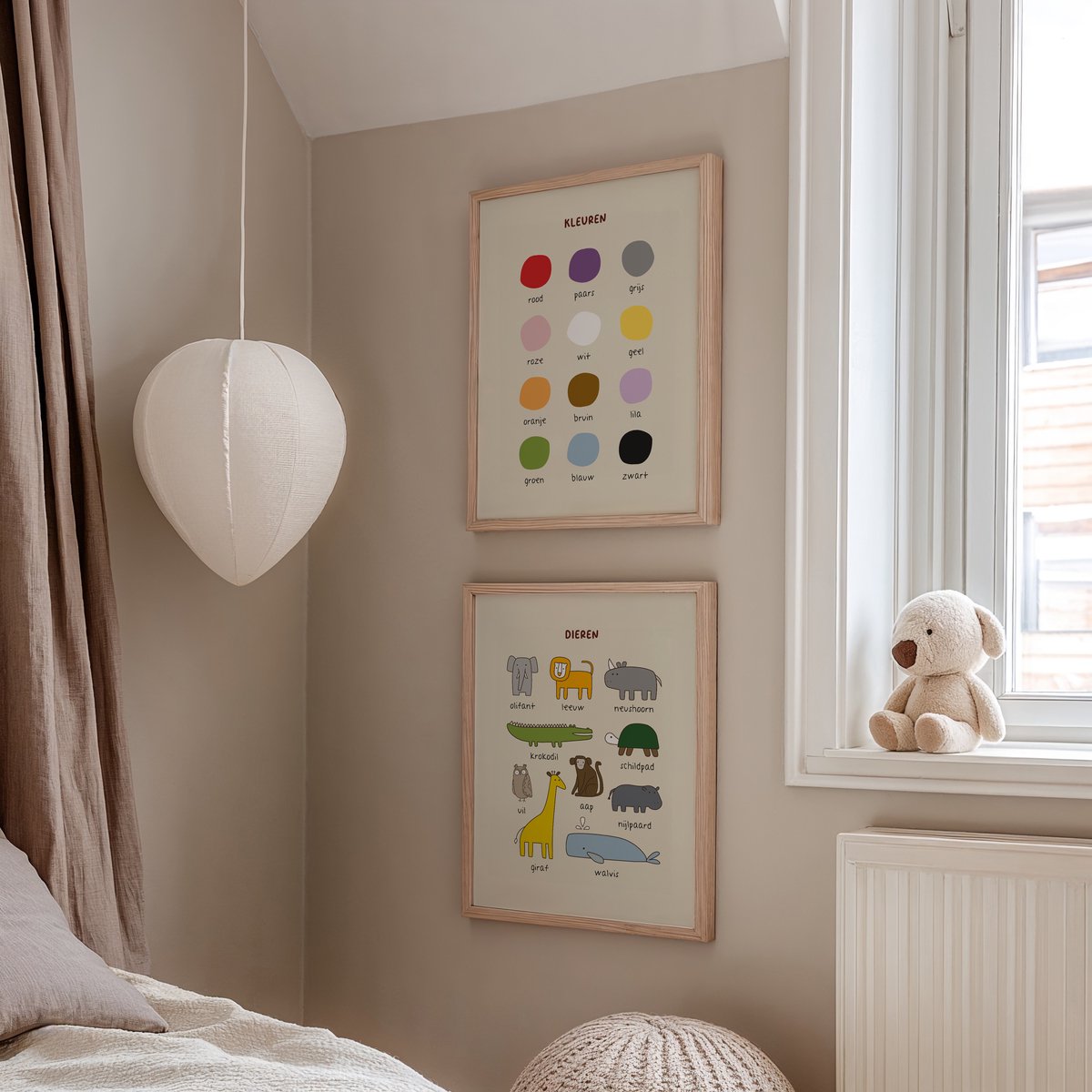 2x Poster kinderkamer meisje / jongen - A3 (29,7 x 42 cm) - Educatieve kinderposter - Kinderposters - Wanddecoratie kinderkamer - Muurdecoratie - Dieren - Poster babykamer - Posters zonder lijst - babykamer decoratie - baby kamer decoratie