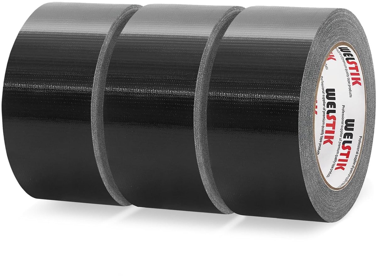 Professionele Duct Tape 3-Pack 48mm x 27m - Waterdichte Tape voor Reparaties, DIY, Creatief Werk en Gebruik Binnen en Buiten, Zwart