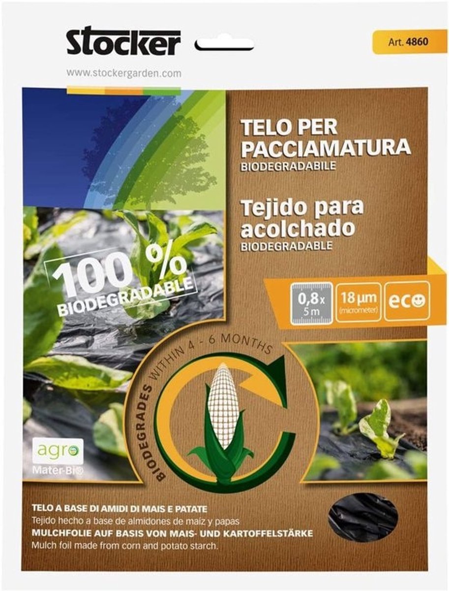 Biologisch mulchvlies - Afbreekbaar bodemvlies - Houdt onkruid vrij - 100% biologisch afbreekbaar - 08 x 5 meter