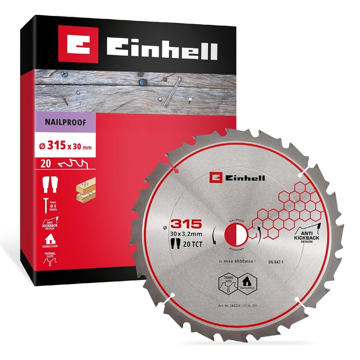 Einhell cirkelzaagblad, spijkerbestendig, Ø 315 x 30 mm, 20 tanden