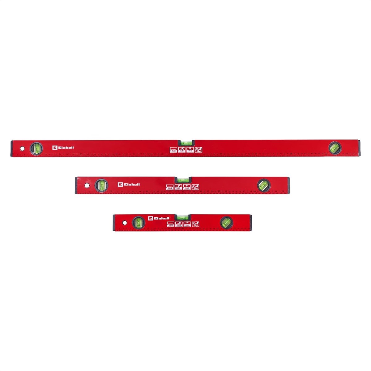 Einhell Basis waterpasset, 3-delig (40/60/100 cm, 3 libellen, geslepen meetoppervlak, meetnauwkeurigheid +/- 0,5 mm, aluminium profiel, kunststof eindkappen)