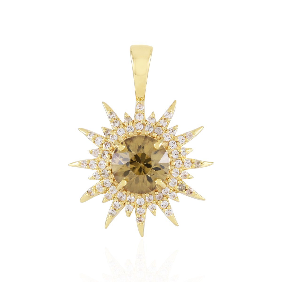 Cavill - Zilveren hanger verguld met 1,456 ct gele zirkoon - Briljantslijpsel Cambodjaanse ronde briljant hanger - Elegante sieraden
