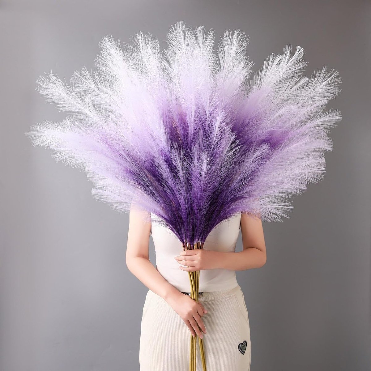 8 Pieces Artificial Artificial Large Decoration 44.5" Artificial Flowers Decoration Pampas Grass Large for Living - ShopVlot