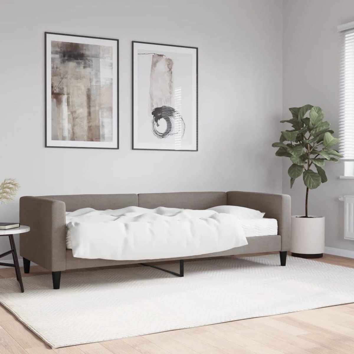 2 in 1 schuimmatras slaapbank taupe 80x200 cm