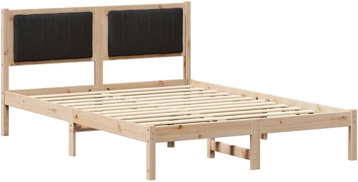 Bedframe met gevoerd hoofdeinde, zwart, 140 x 190 cm