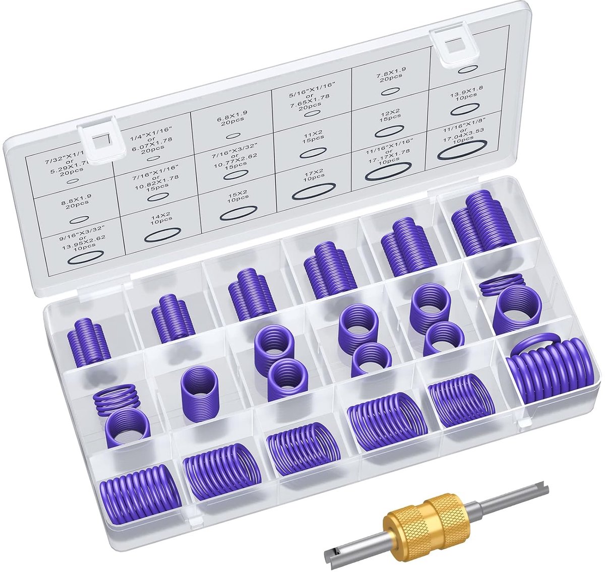 AUTOUTLET O-Ring Set, 270 Pieces, 18 Sizes, Car Air Conditioning O Ring Assortment Set with Valve Core Removal Tool - ShopVlot