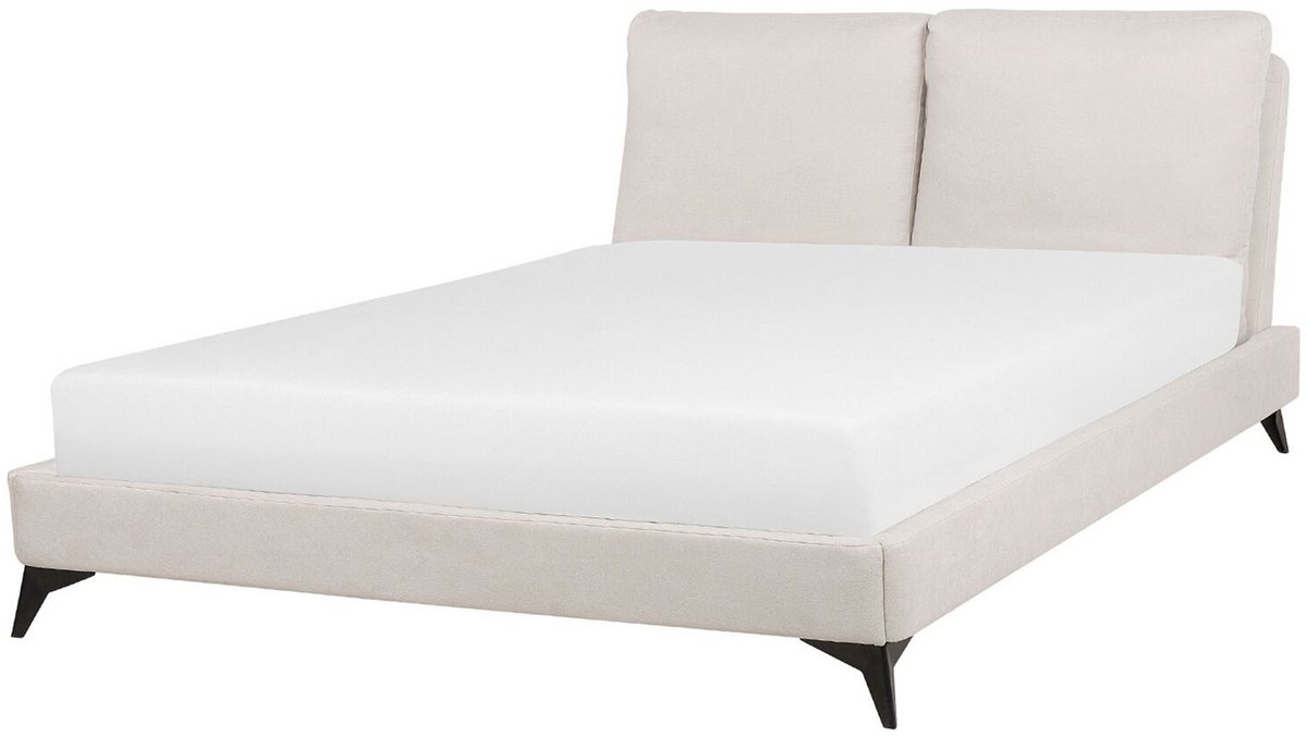 Beliani MELLE - Tweepersoonsbed - Lichtbeige - 140 x 200 cm - Chenille