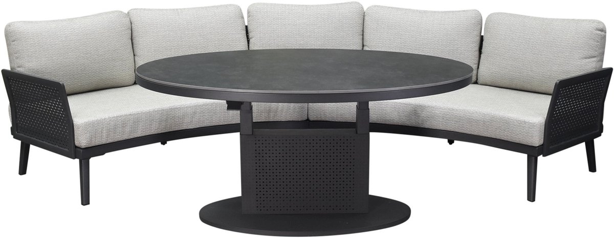AVH-Collectie Primitivo hoek loungeset 3 delig verstelbaar antraciet aluminium