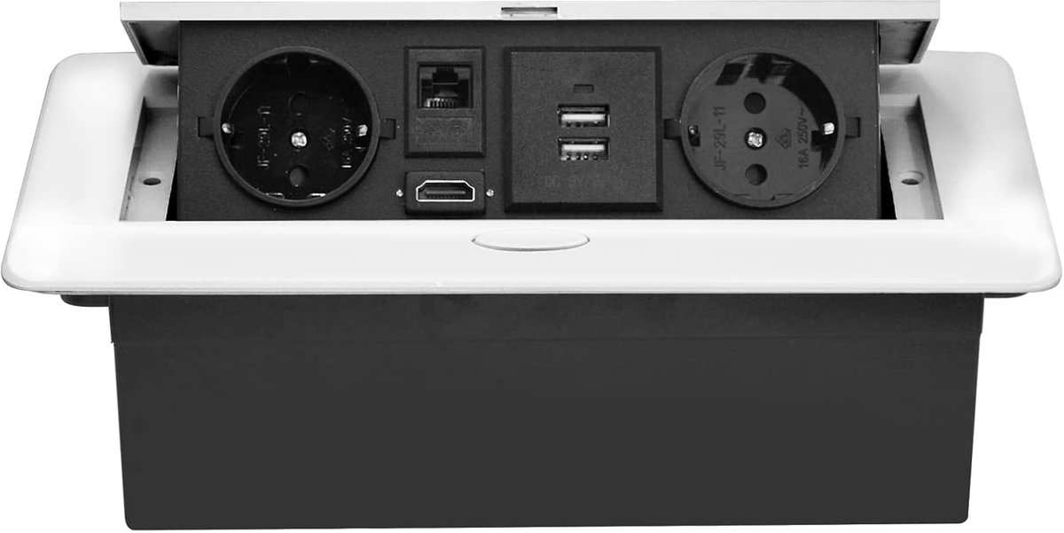 Recessed Socket Strip with 2 European Standard Sockets with USB, HDMI TD Network Interface, Space-Saving Socket - ShopVlot