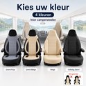 Set stoelhoezen voor camperstoelen beschikbaar in vier kleuren: zwart/grijs, zwart/beige, beige en volledig zwart.