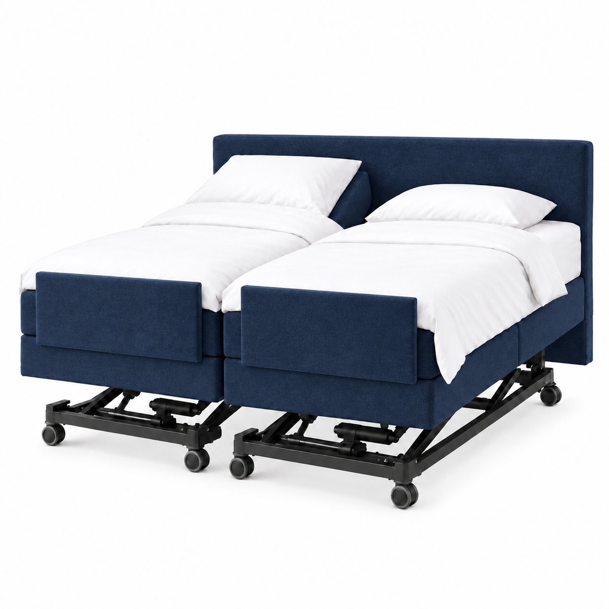 Boxspring FD Fermo Hoog Laag Bed 2 Persoons/ Verzorgingsbed /Seniorenbed Elektrisch Verstelbaar 160x200 cm Donker Blauw Made in NL