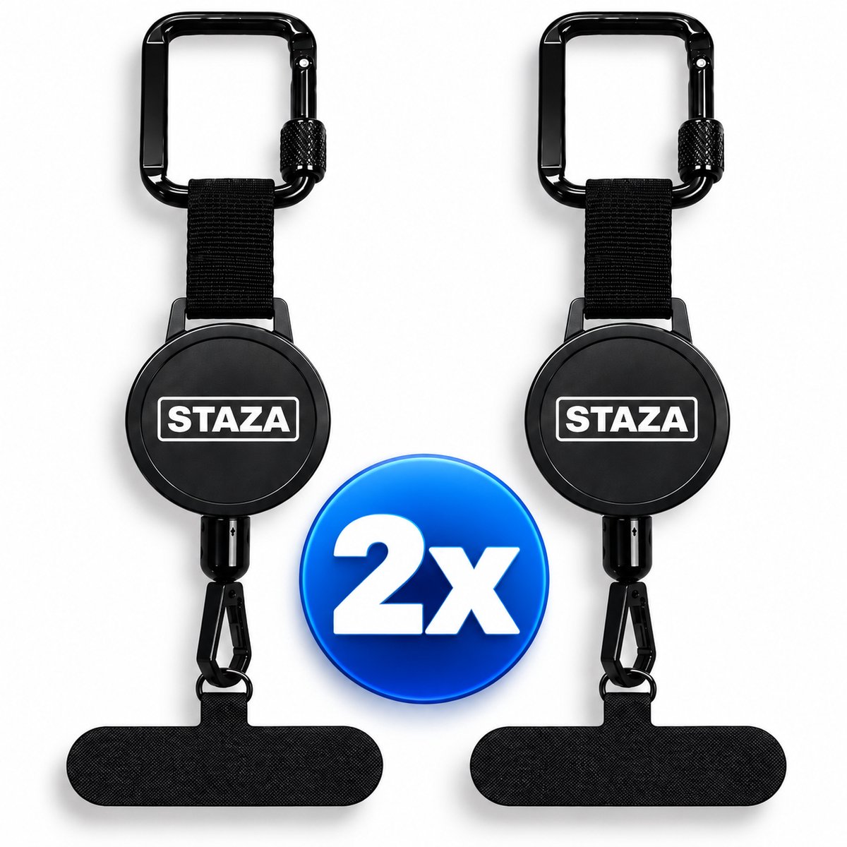 Smartphone Veiligheidskoord - 2 stuks - Uittrekbaar Veiligheidskoord - Telefoon Lanyard Anti-Diefstal - Snijvast Stalen Veiligheidskabel - Telefoonriem met Karabijnhaak - Intrekbare Broekclip Karabijnhaak Sleutelkoord - Telefoonkoord voor Wintersport