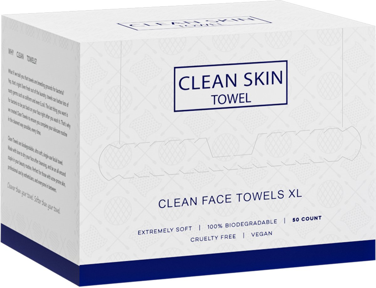 Clean Skin Club Schone Handdoeken, 100% USDA Biobased Dermatoloog Goedgekeurde Gezichtshanddoek, Wegwerp Klinisch Geteste Gezichtshanddoek, Gezichtswashandje,Make-up Remover Droge Doekjes,25 ct,1 stuk