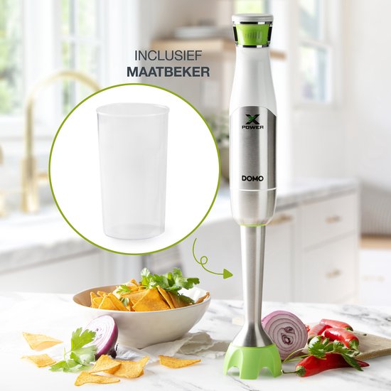 DOMO DO9298M Staafmixer "XPower Flex" - Met Maatbeker - 1200W - RVS - Wit/Groen van Domo — afbeelding 3
