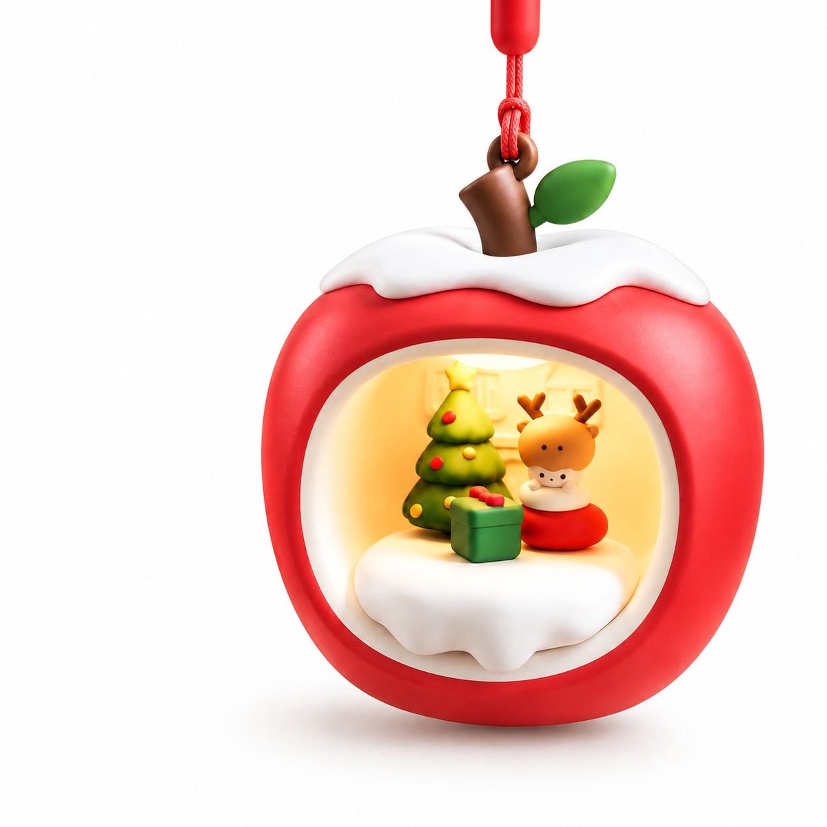VHV - Kerst Appelhuisje Nachtlampje - LED - Touch Bediening - Sfeerlamp - Bedlampje voor Slaapkamer en Kinderkamer - Voor Kinderen en Volwassenen