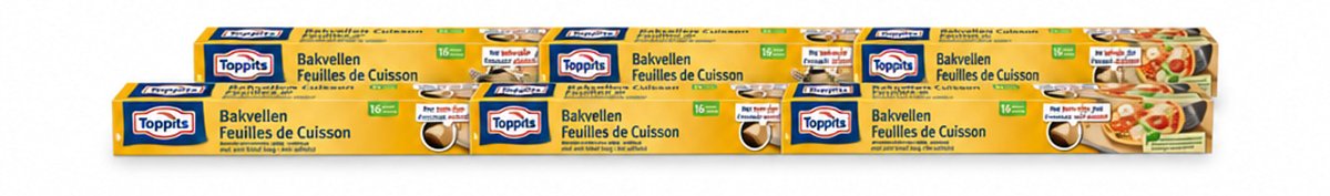 6 x Toppits – Bakpapiervellen – 16 vellen - Voordeelverpakking - 6 stuks