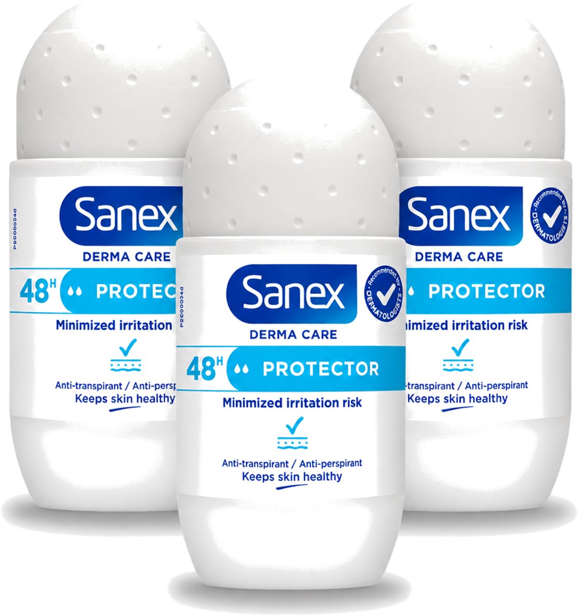 3 x Sanex – Deodorant Roller – Dermo Protector – 53 ml - Voordeelverpakking - 3 stuks